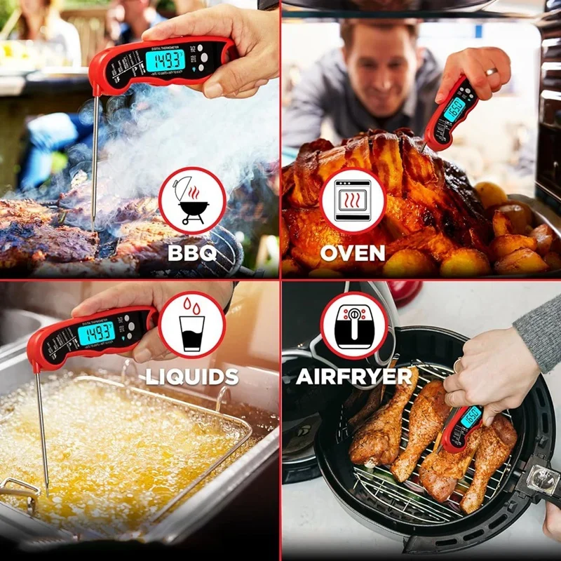 Instant Read Meat Thermometer For Grill And Cooking Best Waterproof Ultra Fast Thermometer Easy To Use
