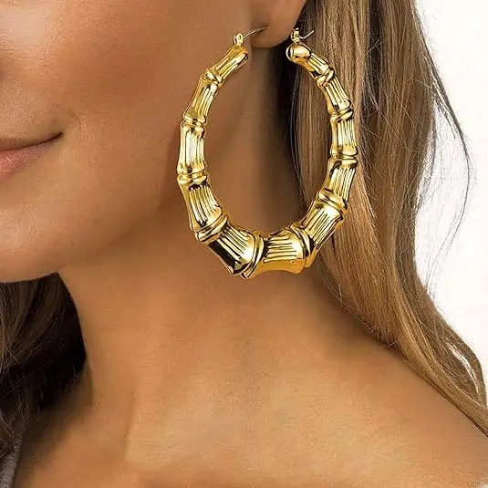 Stainless Steel Square Loop Oversized Big Loop Ladies Hip Hop Ladies Jewelry Exaggerated Big Round New Gold Silver Earrings