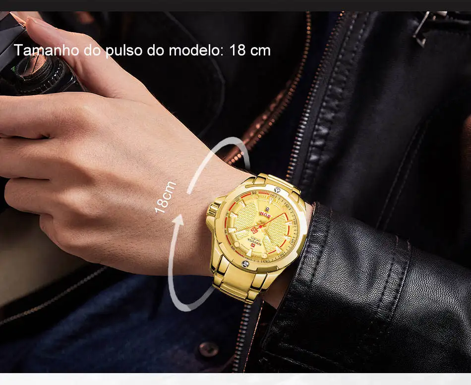 NAVIFORCE NF9161 Trending Personalized Man Watch Futuristic Leather Strap Waterproof Calender Week Display Casual Wrist