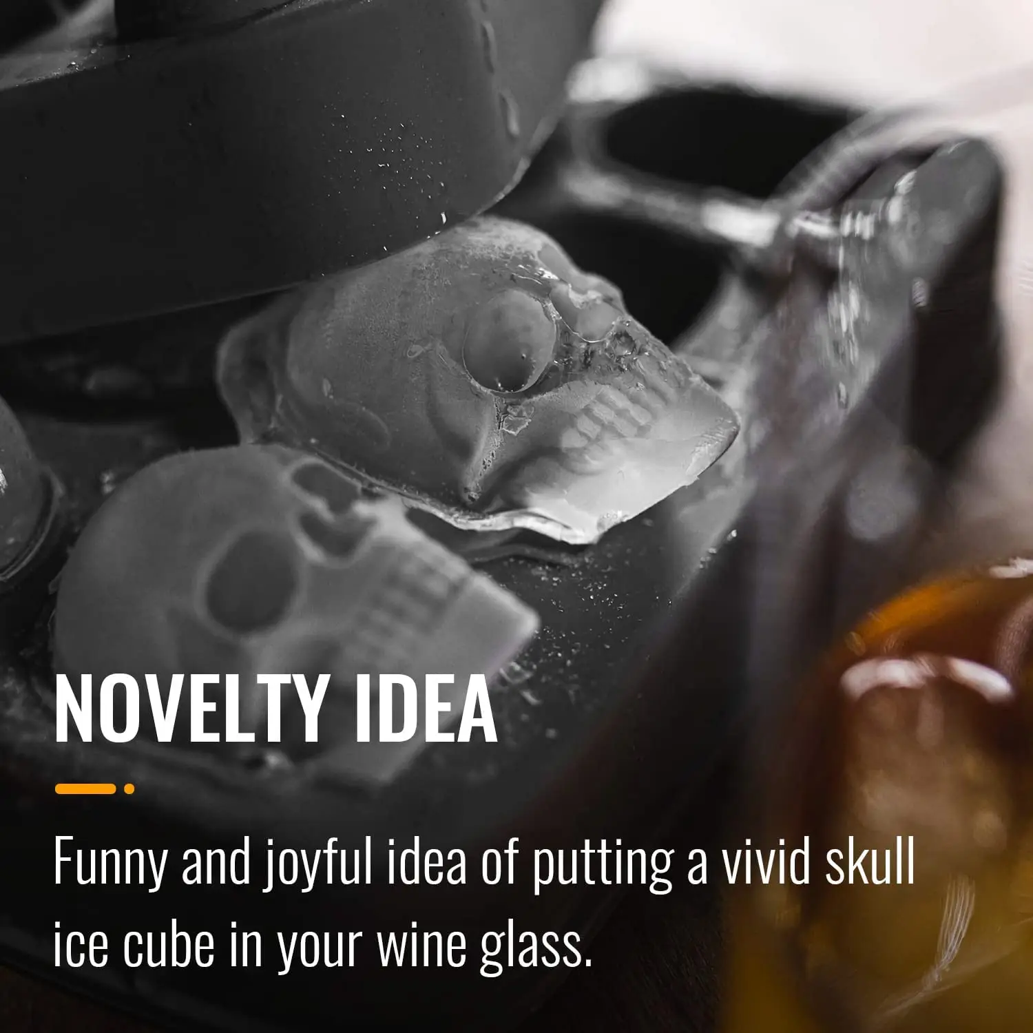 TS2 Reusable Novelty Gothic Silicone 10 Grid Skull Shaped Ice Cream Mold Tray Set With Lid