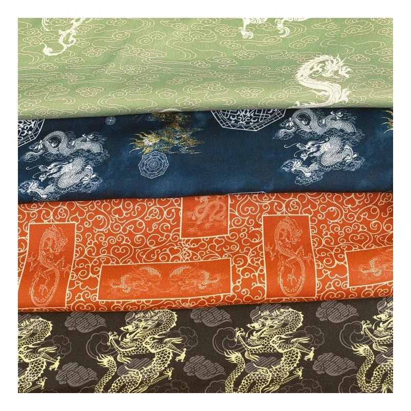 Китайский Hanfu Дракон Печать на заказ Tencel атласная тканая ткань материалы для одежды платья