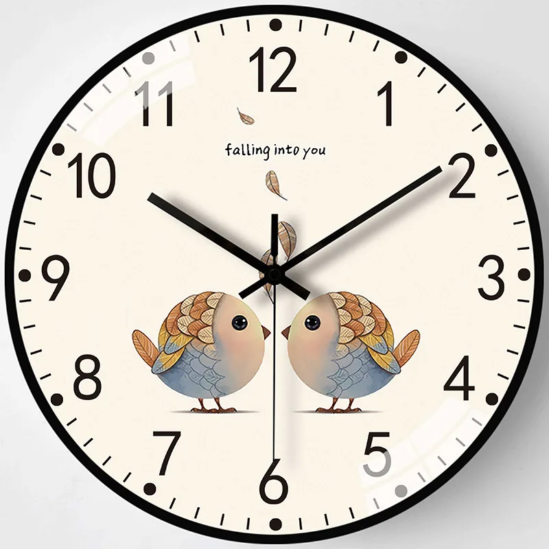 Multiple Sizes Cute Wall Clock Cartoon Bird Words Bedside Clocks For Children Living Room Bedroom Office Home Time Decoration