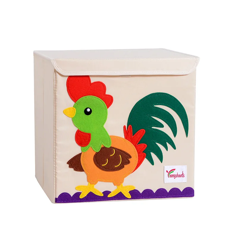 
Custom cartoon animals printed creative cartoon animal pattern foldable baby toy kids storage box with lids 