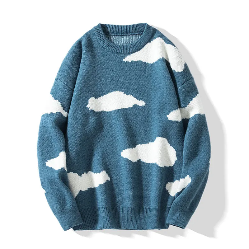 Anime stripe stripped crew cute graphic knitted sweater men red black striped custom jacquard mens oversized mohair knit sweater