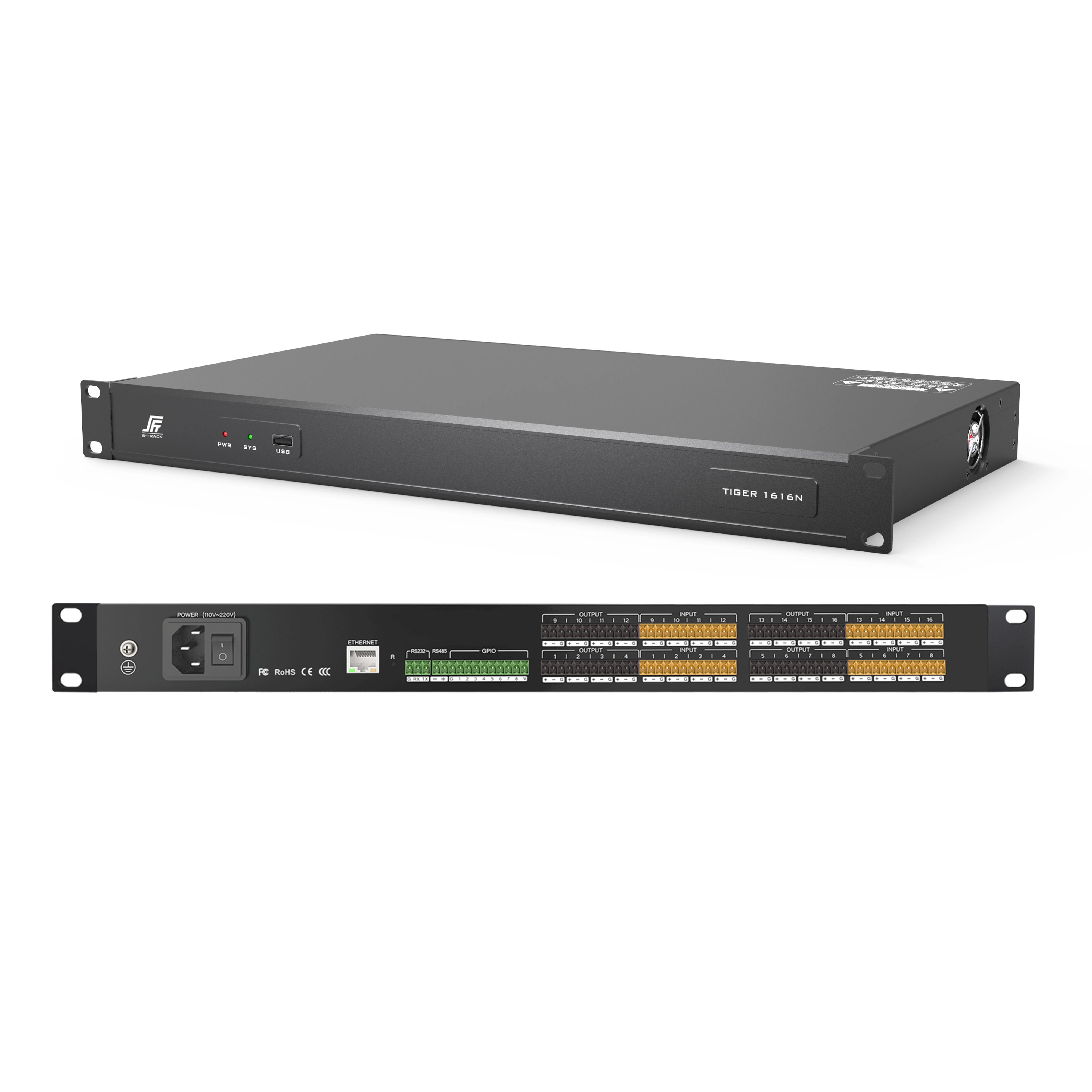 S-TRACK TIGER 1616N 16-in and 16-out Digital Audio Processor Dante Matrix