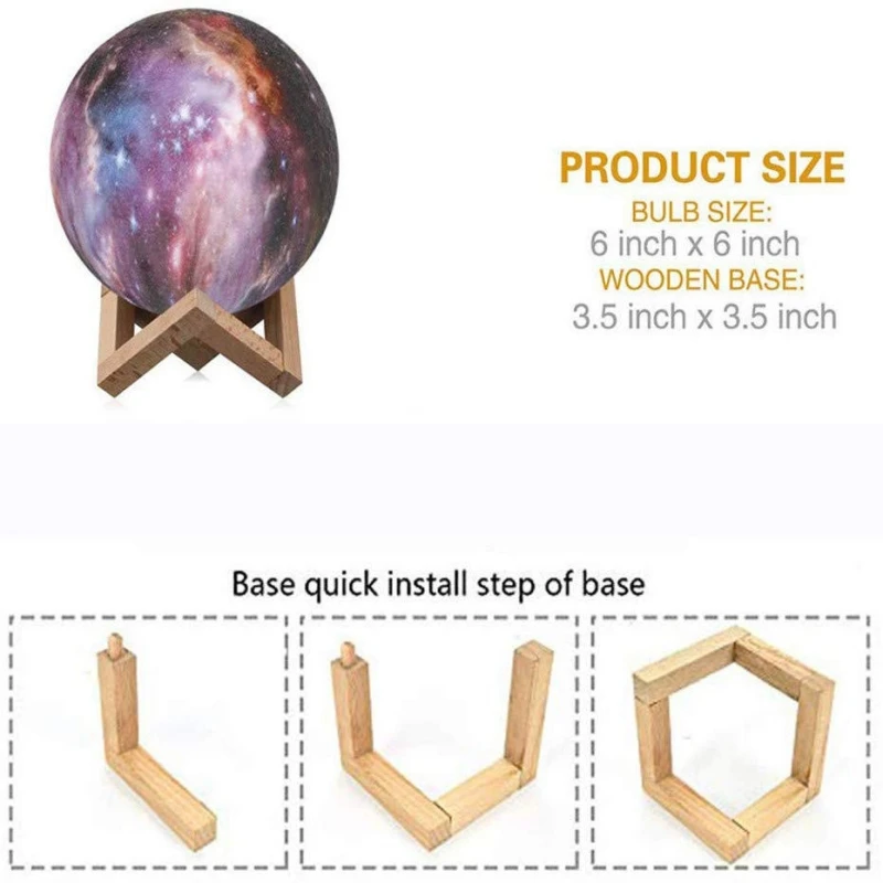 Modern Remote Control 3D Moon Lamp Rechargeable 16 Colors Bedroom Sky Star Night Light  Smart Home Lights
