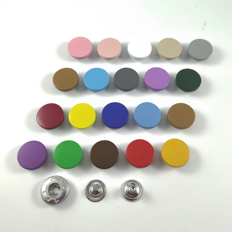 High Quality Matte Printed Round 4 Part Colorful Shank Spring Metal Snap Fastener Button Manufacturer Decorated For Clothes