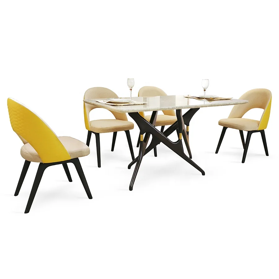 Made in China hotel  dining room solid wood custom marble top tables 6chairs 8seater and chairs for events dinning room set