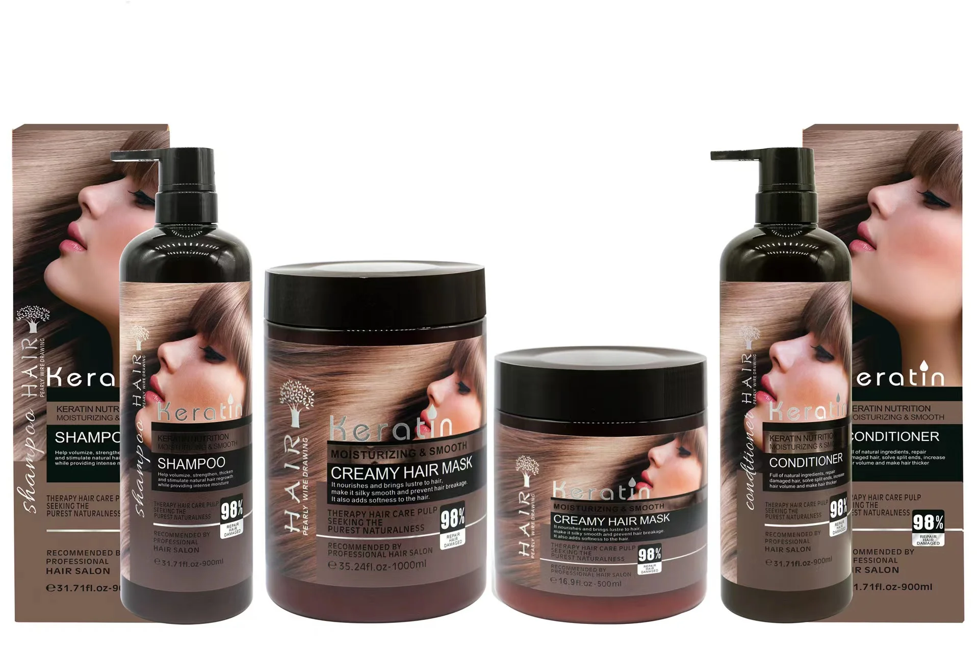 Best Selling Natural Plant Keratin Smooth Hair Shampoo and Conditioner Set Organic Creamy Mask