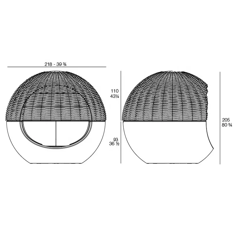 Outdoor Rattan Wicker Garden Sofa Ball Egg Shaped Chair outdoor Furniture with mattress fiberglass sunbed daybed