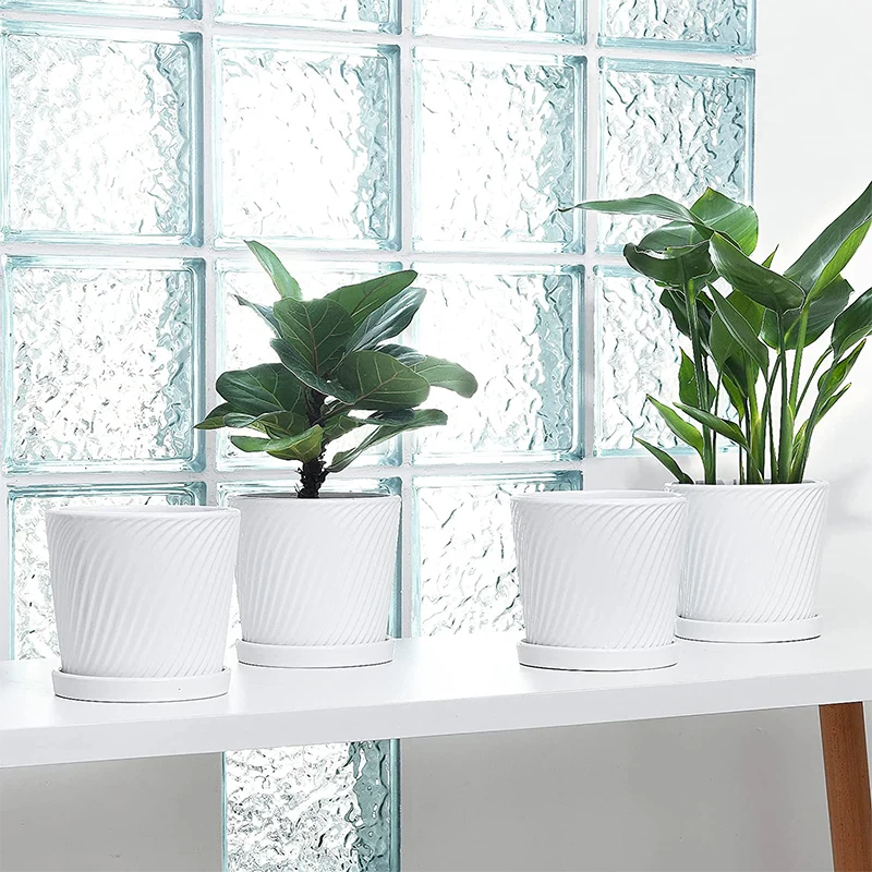 5.5 Inch Plant Pots Indoor Ceramic Pots Planters with Drainage Hole and Saucers Flower Pots for Indoor Outdoor Plant
