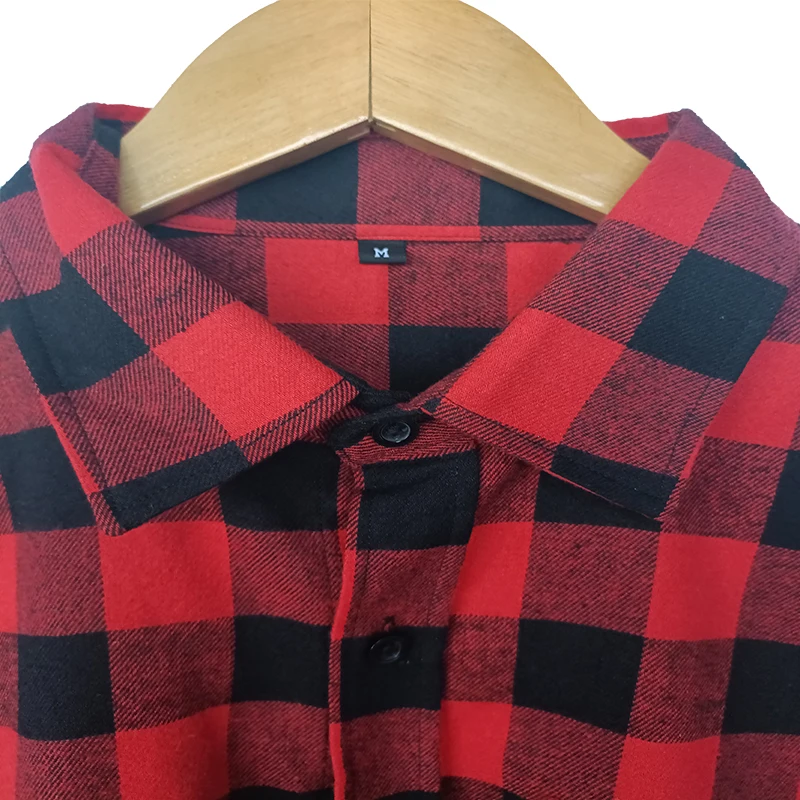 Classic Red Black Plaid Pattern Custom Logo Flannel Casual Fashion Women Western Shirts