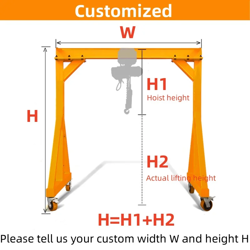2 Ton 3 ton 4 ton 5 ton portable a frame hoist gantry crane with beam and wire rope hoist gantry rail crane for sale