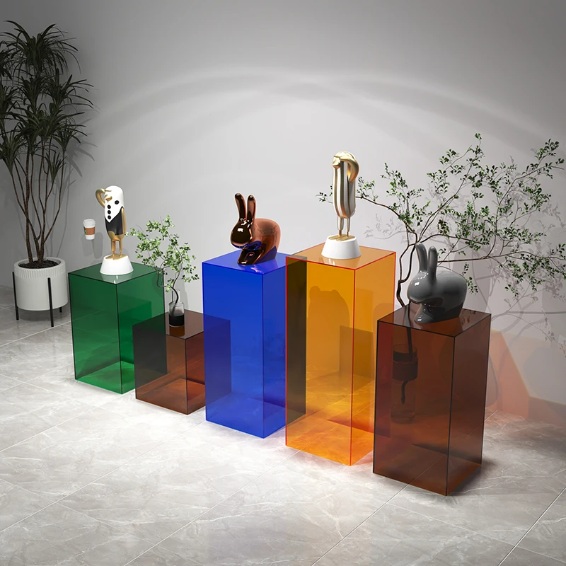 Customized Shop Windows Wedding Decor Square Color Clear Display Stand Pedestal Plinth Pillar Acrylic Cylinders
