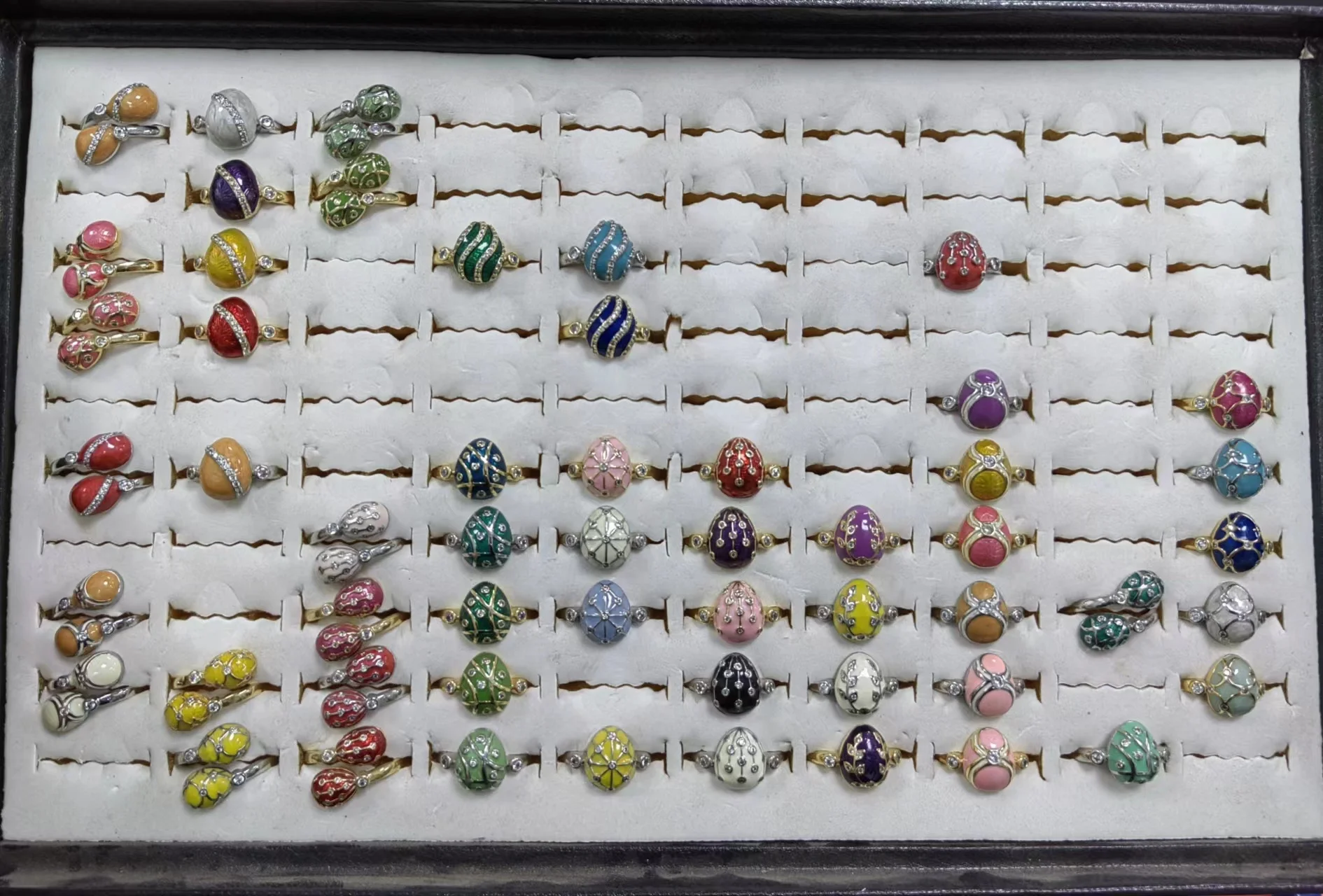 Hot sale  Enamel Faberge Egg Rings Fashion Jewelry  For  gift party