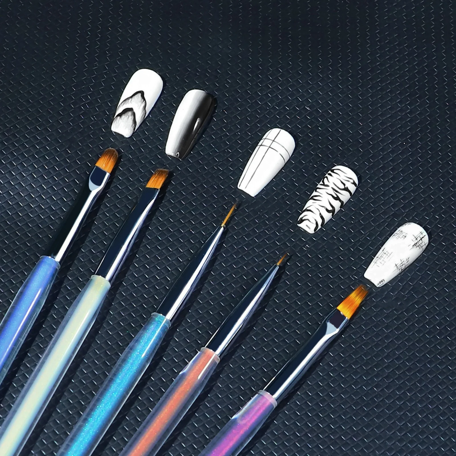 Hot Nail Brushes Japan Custom Logo Manicure Colorful Handle Acrylic Luxury Nail Art Brush Set For Salon