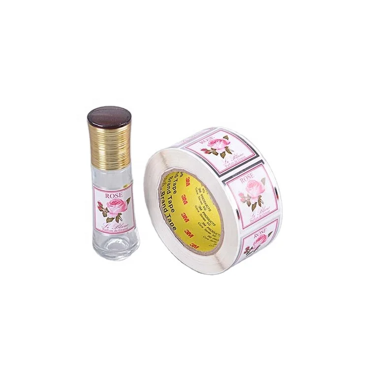 Custom Vinyl glossy coated with gold foil adhesive label set for Cosmetics