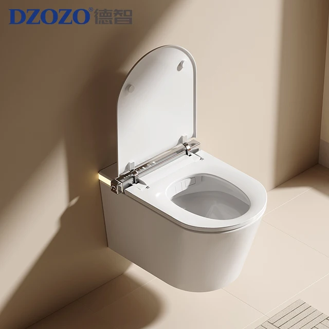S005 Modern European Bathroom Hanging Intelligent Wc Toilet Set Automatic Flush Wall Hung Matt White Smart Toilet with Bidet