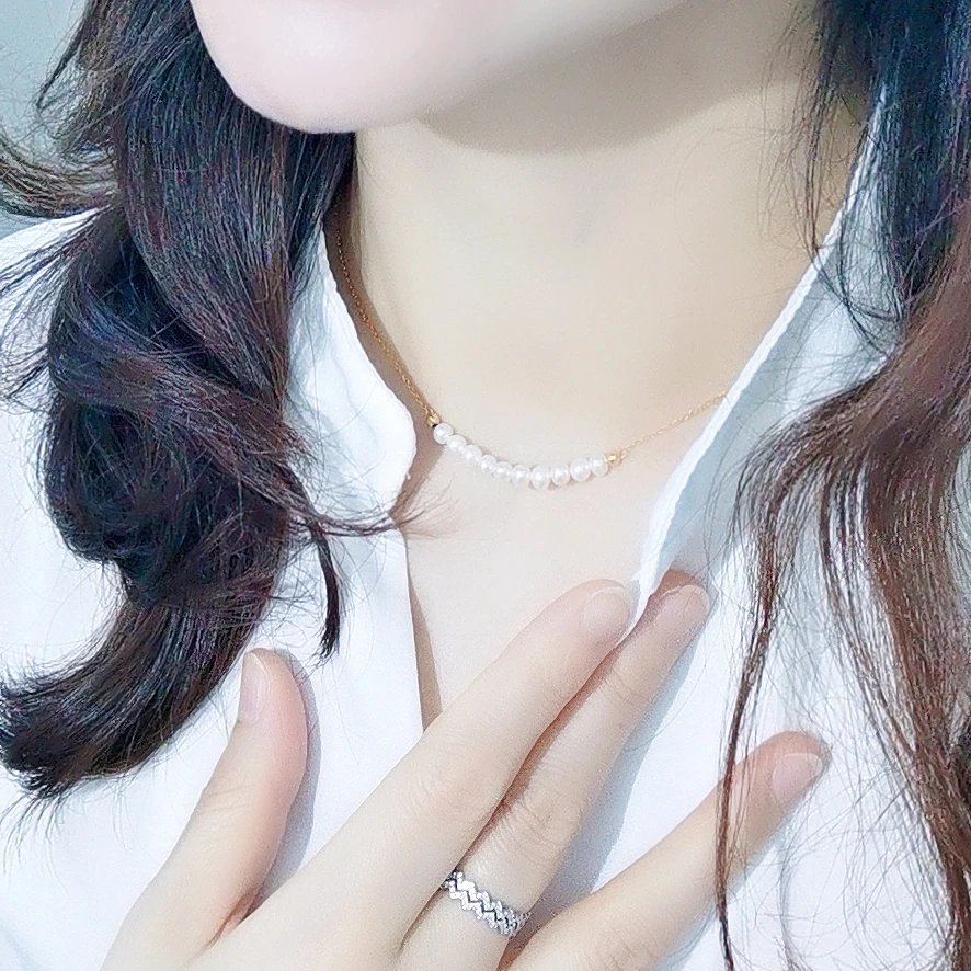MA YIN FANG Factory custom wholesale collar de perlas cultivadas 925 plata diy sterling tiny cultured pearl necklace 925 silver
