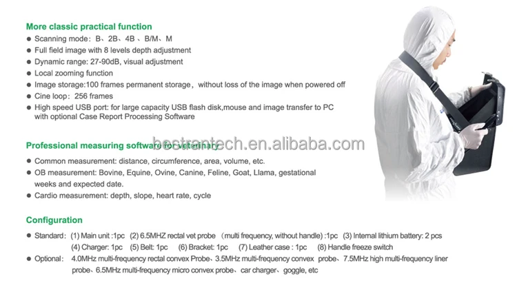 BT-VUD66  hospital portable Full Digital B Mode Veterinary Ultrasound scanner price medical vet ultrasound machine