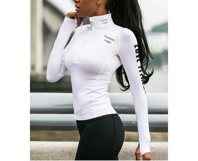 Женский спортивный свитер спортивная одежда рубашки с длинным рукавом и молнией для фитнеса йоги топы куртка комплект одежды