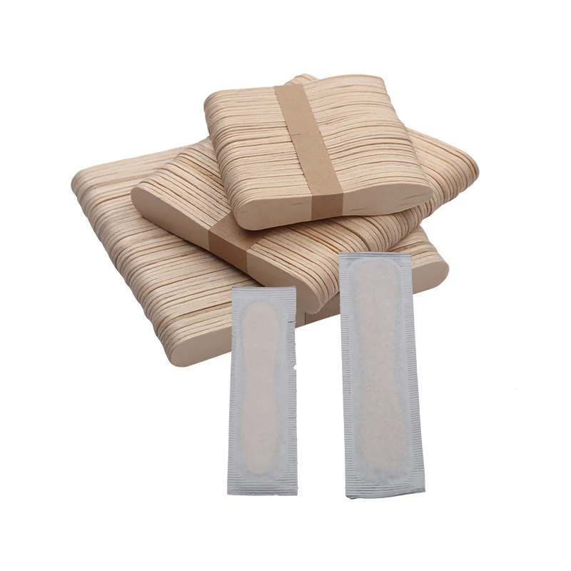 Best seller disposable wooden sticks paper wrapped flat ice cream spoon price