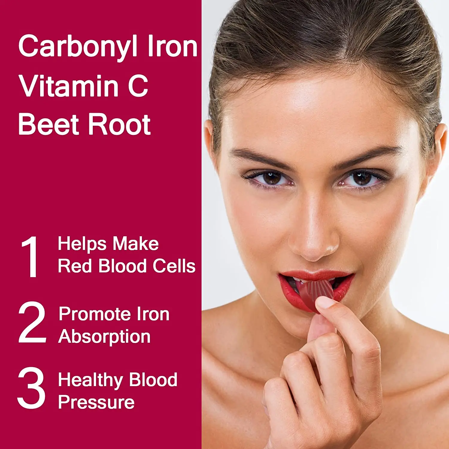Vegan Iron Carbonyl Gummies Vitamin C B12 Folic Acid Beetroot Supports Blood Health Energy Immunity Old Healthcare Supplements