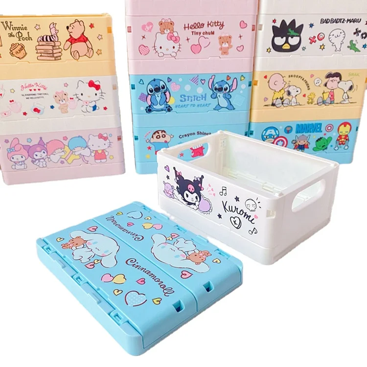 Cartoon kawaii foldable storage box  Kuromi Desktop Sundries Sorting Small Box Dormitory Accessories Household Storage boxes