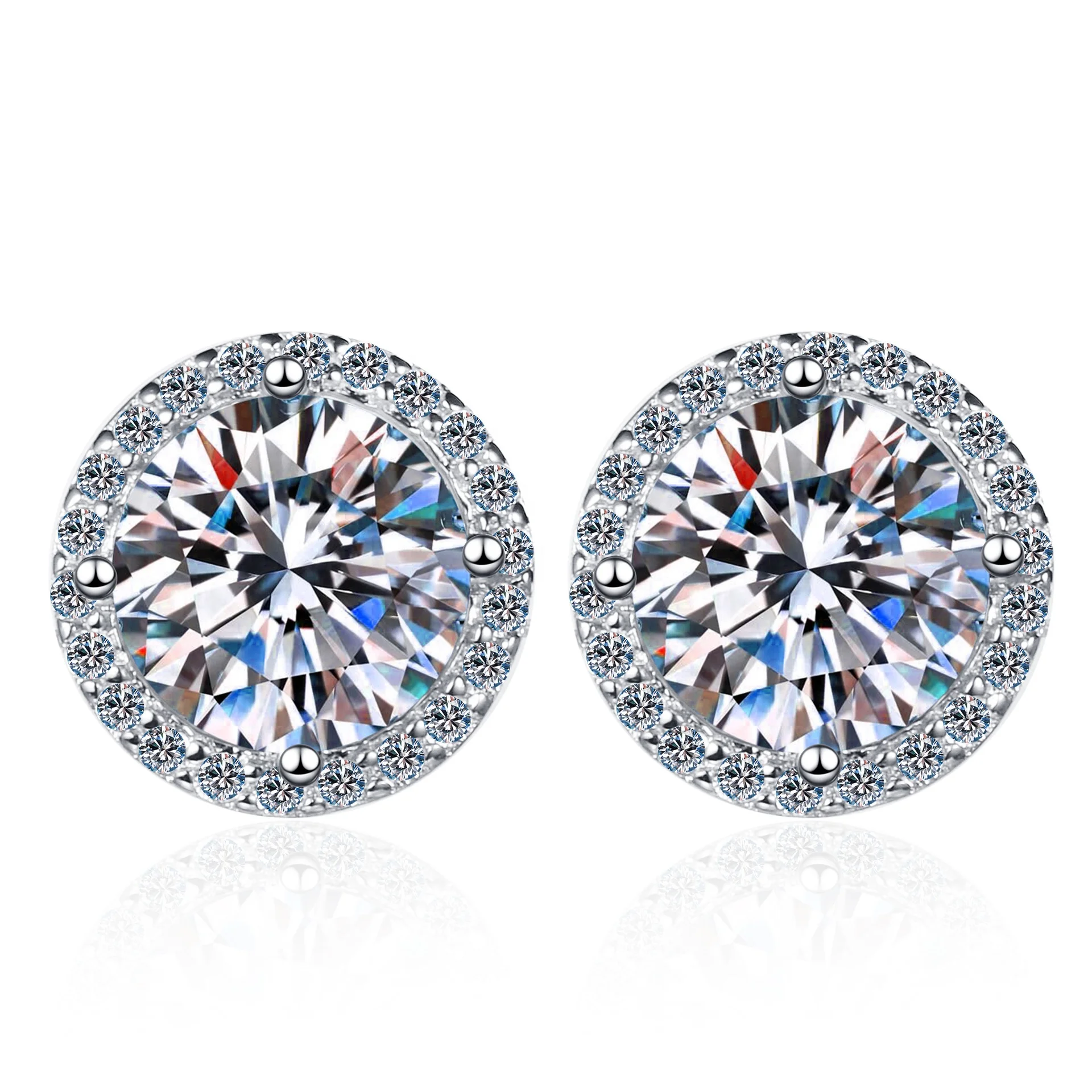 Сертификат GIA 925 стерлингового серебра женские серьги-гвоздики 5 мм 6 1 карат из тонкого муассанита с четырьмя когтями