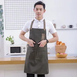 Manufacturer Adjustable Bib Apron, Unisex Black Making Machine Man With multi- Pockets Washable For Men Kitchen Restaurant