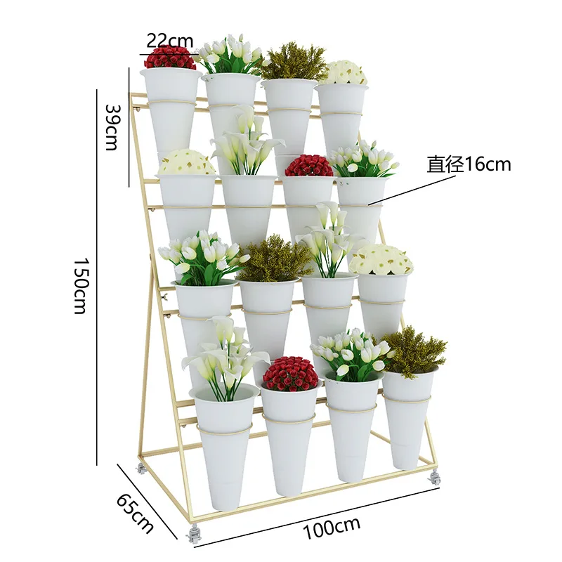 New Arrival Flower Display Rack Multi-tier Flower Rack Iron Flower Bucket Stand