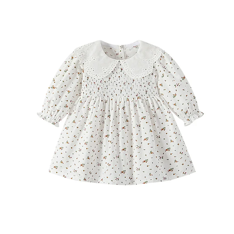 Новинка, стильная Осенняя юбка для девочек, модное корейское детское плиссированное платье принцессы из чистого хлопка с цветочным принтом