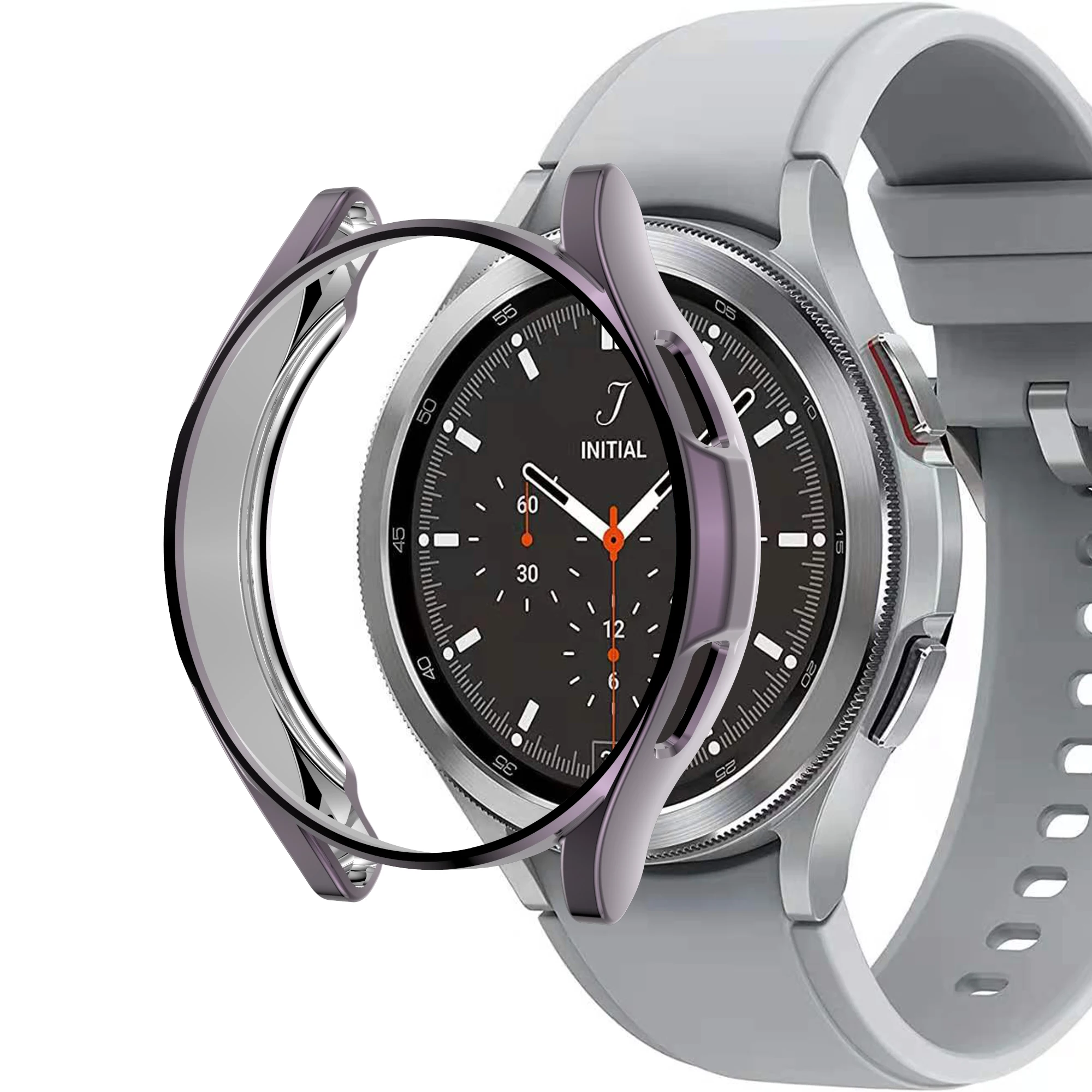 Soft TPU Watch Cover Case Samsung Galaxy Watch 4 classic Screen Protector Case 42/44mm, Anti-Fog Tempered Glass Protective Film