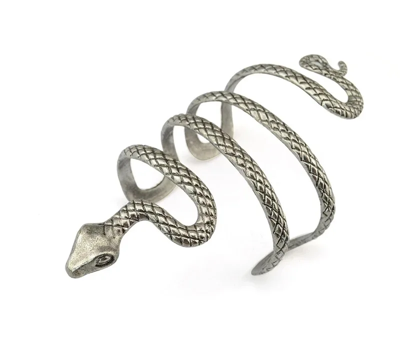 Wholesale and retail hip hop punk retro style bracelets with antique silver serpentine openings new snake arm bracelets