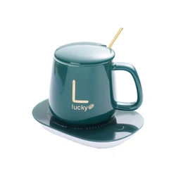 Electric Milk Tea Cocoa Beverage Coffee Mug Cup Warmer with Coaster 131 Fahrenheit Degree/55 Celsius Degree For Home Office