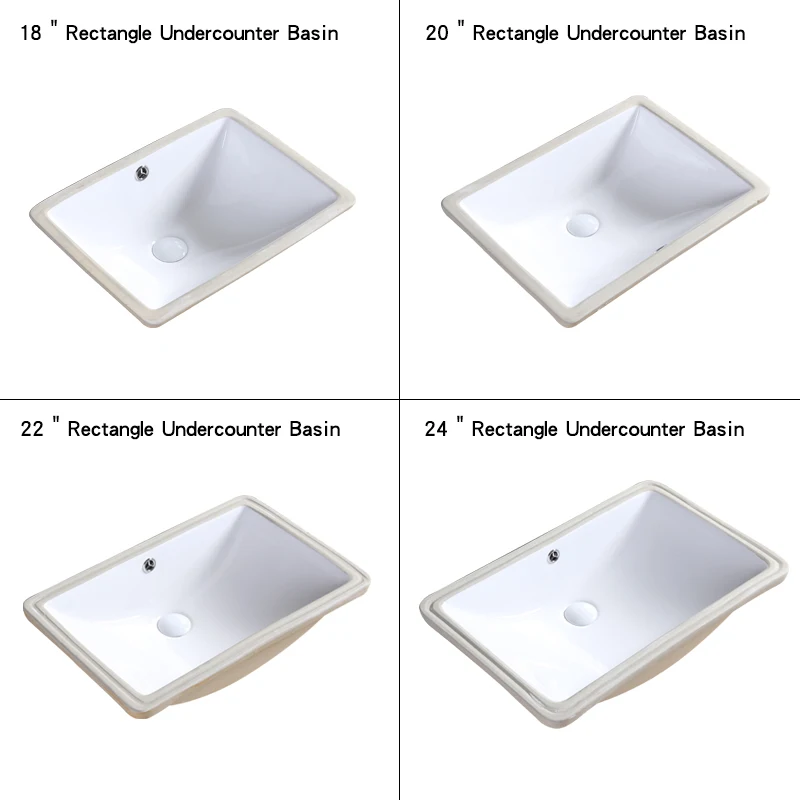 Customized Square Under Counter Bathroom Cabinet Vanity Basin Ceramic Undermount Wash Basin Sink