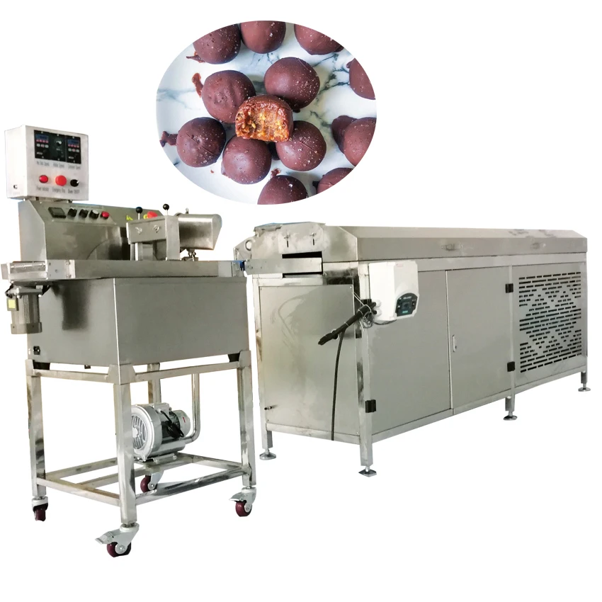 PAPA Machine Automatic Small Melting Chocolate Tempering Enrobing Enrober Machine With Cooling Tunnel