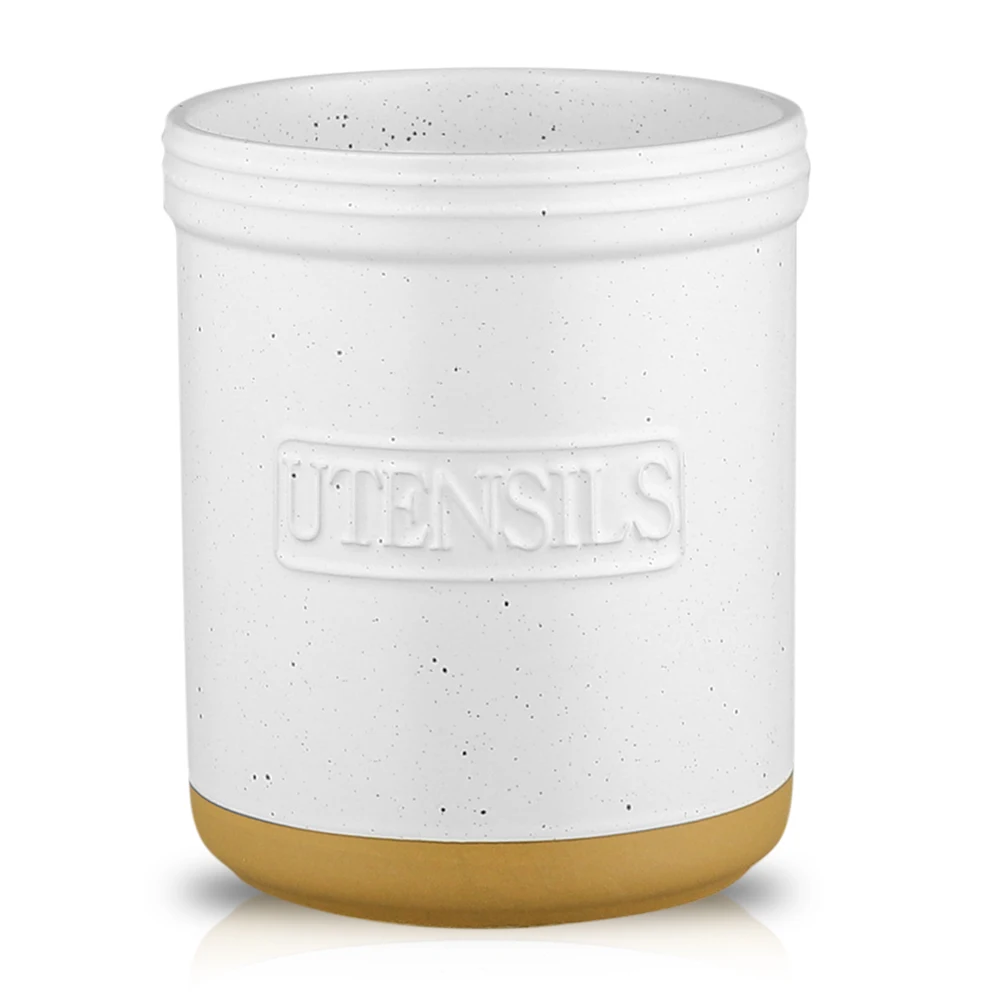 2022 Nordic White Utensil Holder Ceramic Smooth Textured Spoon Utensil Pot Large Capacity For Kitchen