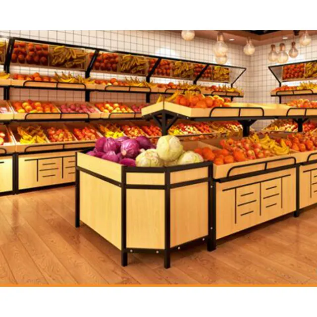 Mobile fruit vegetable displays Supermarket Shelf Fresh fruit stands Store Display Racks for fruit