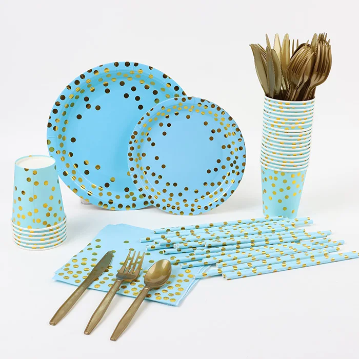 Factory dessert plates small paper plates Eco friendly compostable paper tableware set