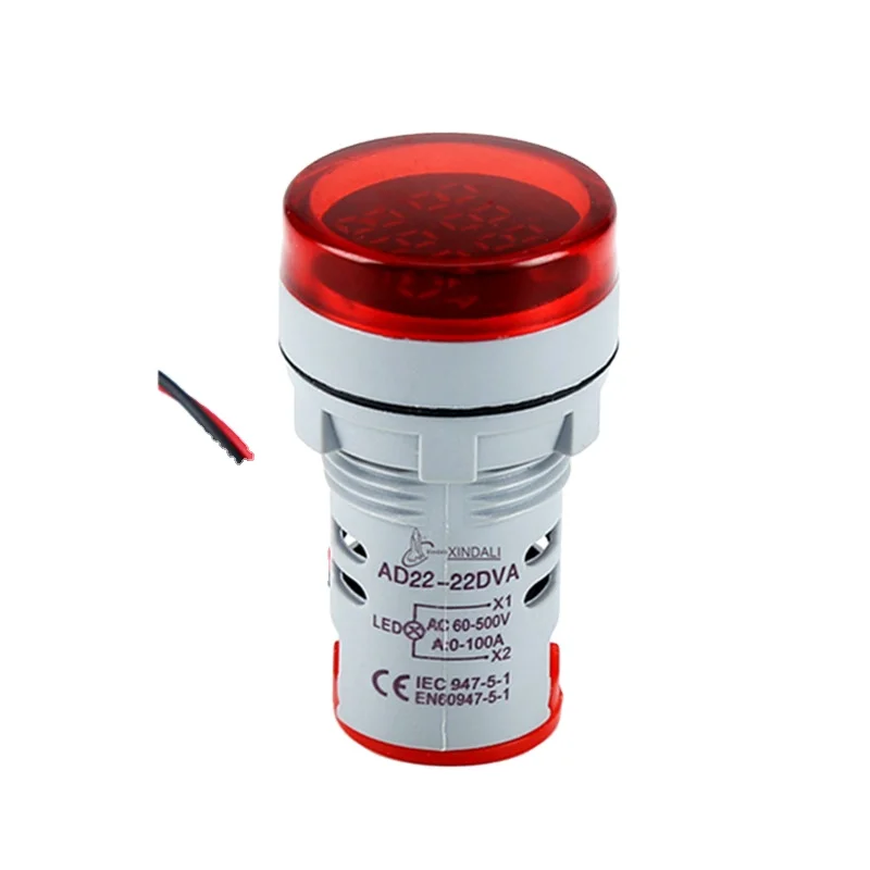22mm 100A 50~500V AC red LED indicator digital voltmeter ammeter AD22-22DVA