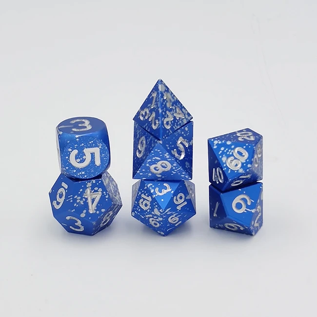 ODM custom aluminum alloy dice sets printed colors as request custom logo on D20