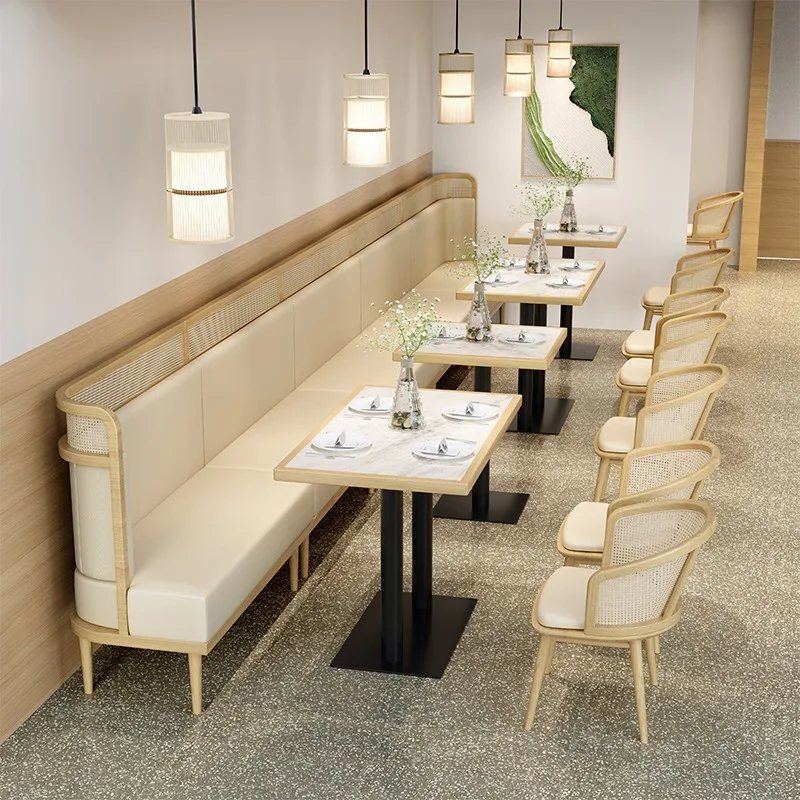 Modern Commercial Restaurant Sets Fast Food Booth Seating Wooden restaurant tables and chairs set