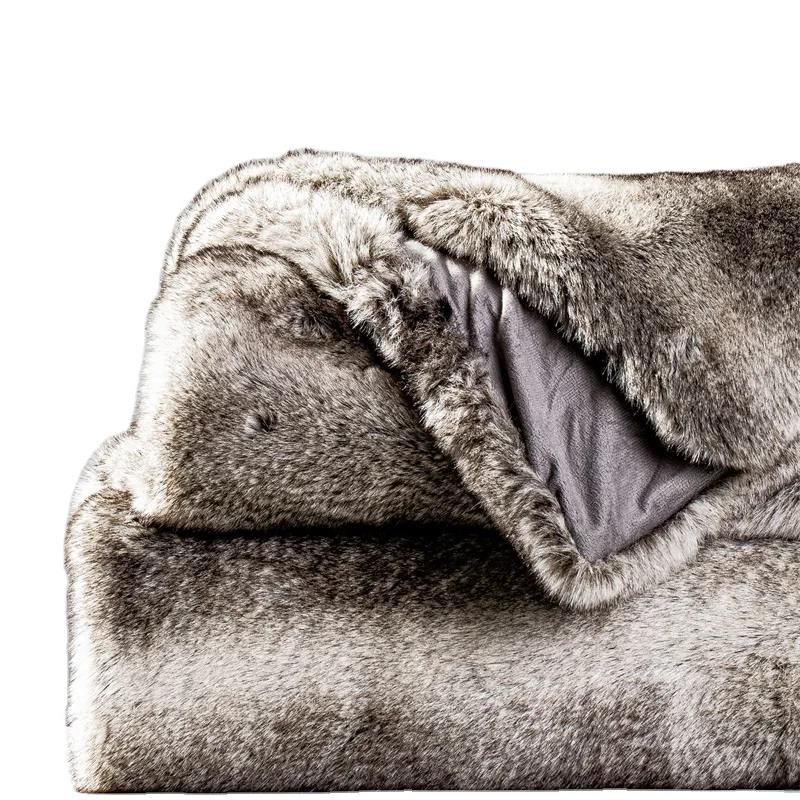 Оптовая продажа, роскошное вязаное мягкое теплое одеяло из искусственного меха для дивана