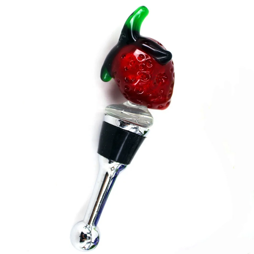 Glass strawberry figurine lovely fruit murano glass wine stopper