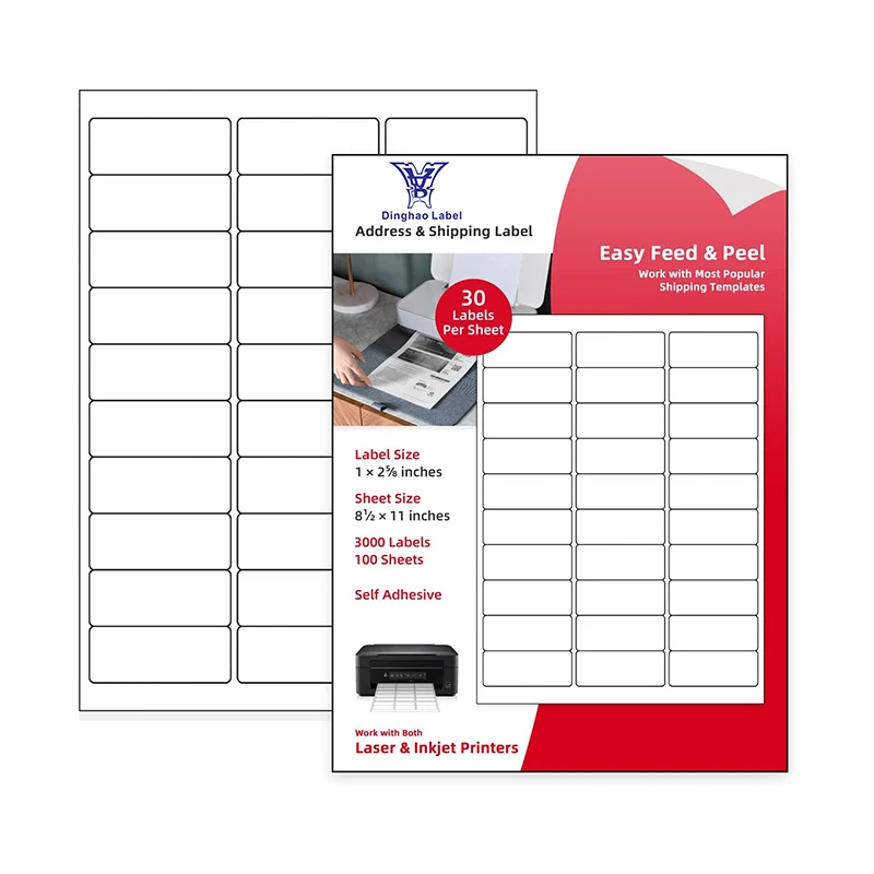 Packaging Provide Design Adress Sku Etiquette Shipping Label 30Pcs Per Self Adhesive FBA A4 Paper Barcode Sticker