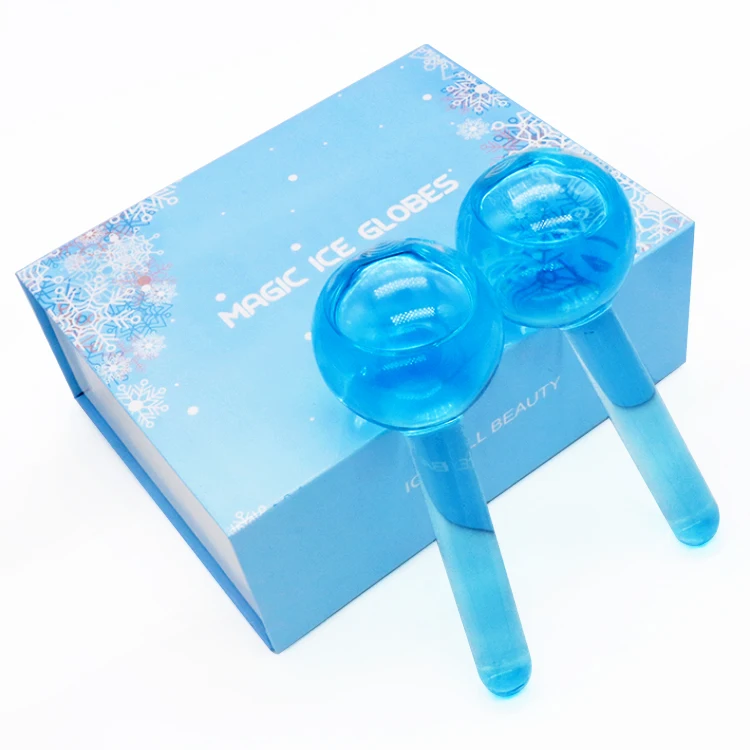 Slimming Cooling 2pc Massager Facial Magic Glitter Beauty Face Blue Ice Globe Facial Massager