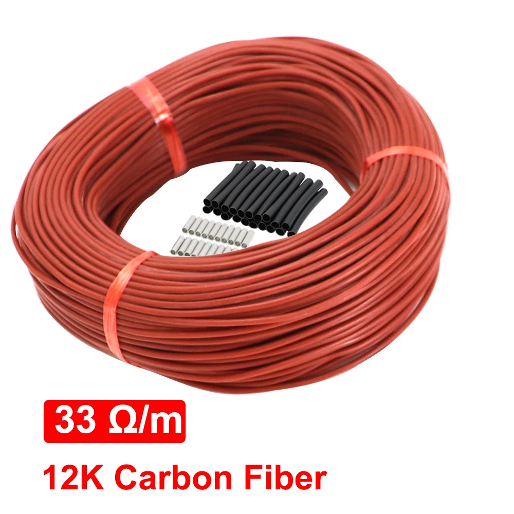 Carbon Fiber Heating Cable Infrared Warm Floor Cable 12K 33ohm/m Electric Carbon Heating Wires