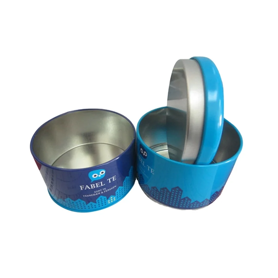 Round shape coffee bean tin cans with double lid