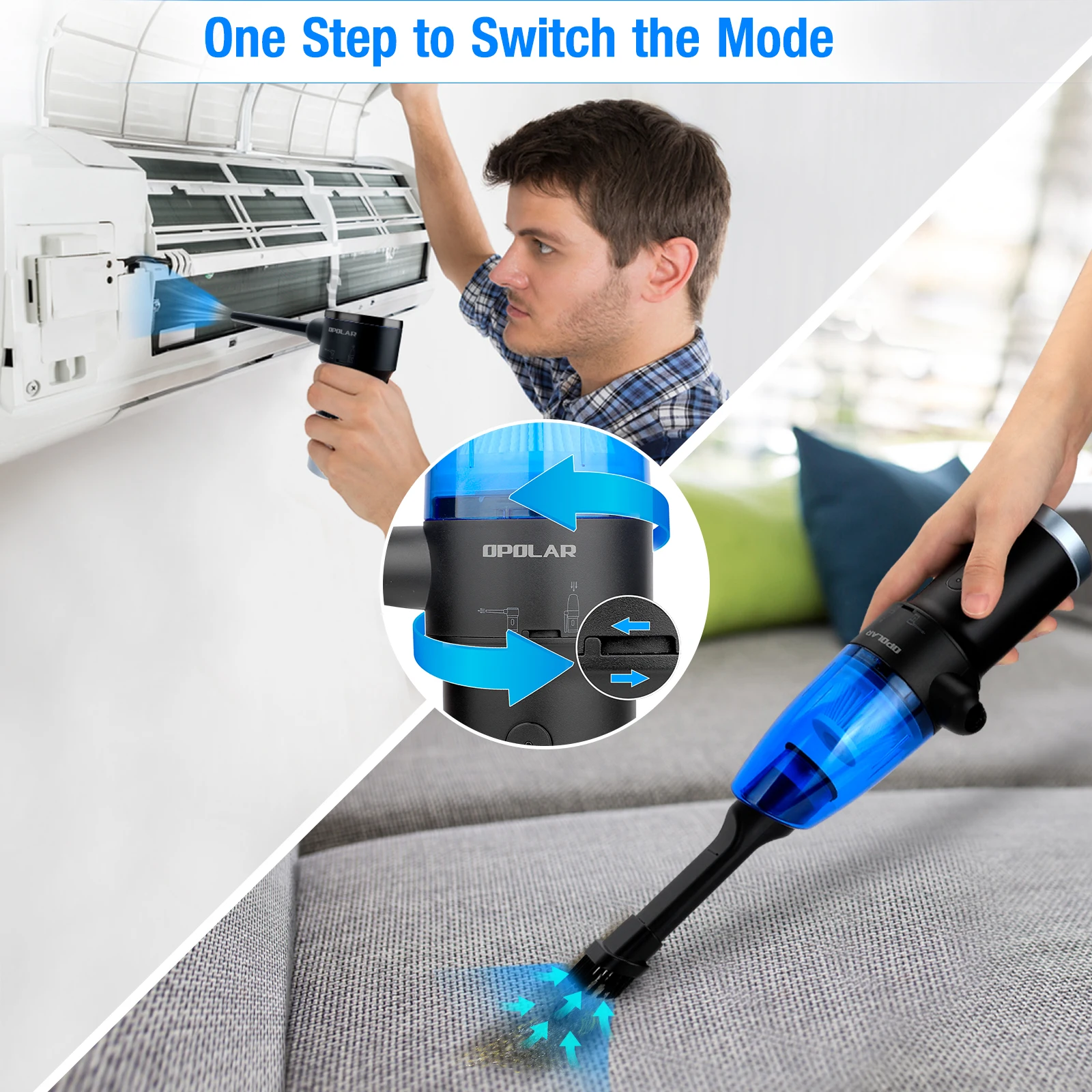 OPOLAR Cordless  Air Duster Rechargeable Computer Car Blower Duster Compressed Keyboard Cleaner Electric Cordless Air Duster